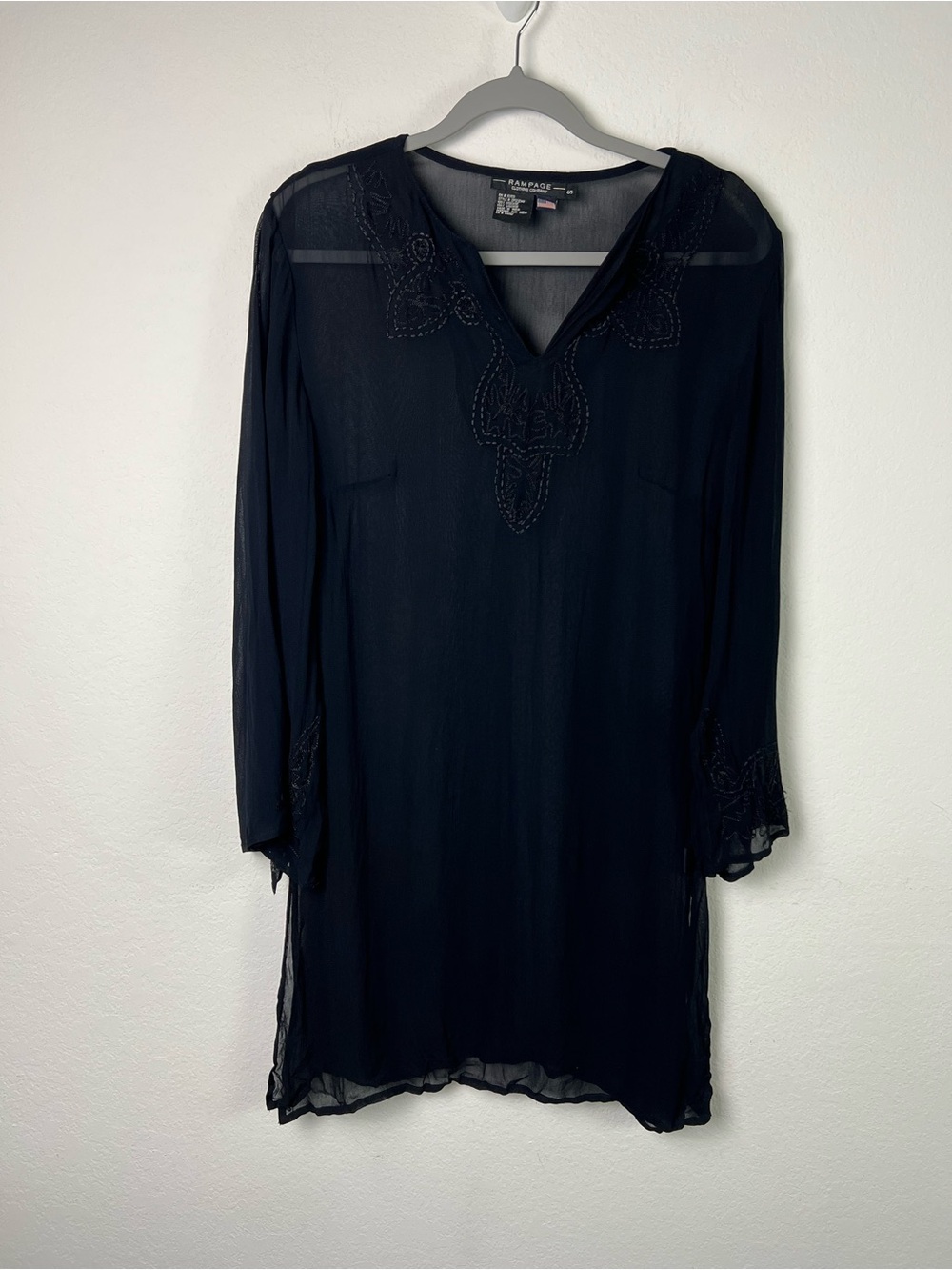 Vintage Rampage Clothing Company Sheer Embroidered Boho Hippie Dress